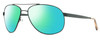 Profile View of Reptile Gladiator Designer Polarized Reading Sunglasses with Custom Cut Powered Green Mirror Lenses in Matte Gun Metal Black Unisex Pilot Full Rim Metal 62 mm