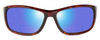 Profile View of Reptile Whiptail Designer Polarized Reading Sunglasses with Custom Cut Powered Blue Mirror Lenses in Gloss Tortoise Havana Unisex Cat Eye Full Rim Acetate 64 mm