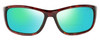Profile View of Reptile Whiptail Designer Polarized Reading Sunglasses with Custom Cut Powered Green Mirror Lenses in Gloss Tortoise Havana Unisex Cat Eye Full Rim Acetate 64 mm