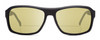 Profile View of Reptile Hawksbill Designer Polarized Reading Sunglasses with Custom Cut Powered Sun Flower Yellow Lenses in Matte Black Unisex Rectangular Full Rim Acetate 58 mm