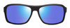Profile View of Reptile Hawksbill Designer Polarized Reading Sunglasses with Custom Cut Powered Blue Mirror Lenses in Matte Black Unisex Rectangular Full Rim Acetate 58 mm