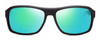 Profile View of Reptile Hawksbill Designer Polarized Reading Sunglasses with Custom Cut Powered Green Mirror Lenses in Matte Black Unisex Rectangular Full Rim Acetate 58 mm