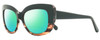 Profile View of Reptile Liana Designer Polarized Reading Sunglasses with Custom Cut Powered Green Mirror Lenses in Black Tortoise Havana Ladies Butterfly Full Rim Acetate 55 mm