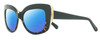 Profile View of Reptile Liana Designer Polarized Reading Sunglasses with Custom Cut Powered Blue Mirror Lenses in Black Tokyo Tortoise Ladies Butterfly Full Rim Acetate 55 mm