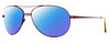 Profile View of Reptile Madagascar Designer Polarized Reading Sunglasses with Custom Cut Powered Blue Mirror Lenses in Dark Brown Unisex Pilot Full Rim Titanium 59 mm