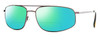 Profile View of Reptile Rattler Designer Polarized Reading Sunglasses with Custom Cut Powered Green Mirror Lenses in Espresso Dark Brown Unisex Pilot Full Rim Metal 62 mm