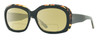 Profile View of Reptile Woma Designer Polarized Reading Sunglasses with Custom Cut Powered Sun Flower Yellow Lenses in Black Tortoise Havana Ladies Oval Full Rim Acetate 55 mm