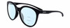 Profile View of Smith Optics Bayside-807 Designer Progressive Lens Blue Light Blocking Eyeglasses in Gloss Black Ladies Round Full Rim Acetate 54 mm