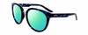 Profile View of Smith Optics Bridgetown-JBW Designer Polarized Reading Sunglasses with Custom Cut Powered Green Mirror Lenses in Crystal Navy Blue Tortoise Havana Silver Ladies Round Full Rim Acetate 54 mm