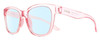Profile View of Smith Optics Caper-35J Designer Blue Light Blocking Eyeglasses in Crystal Blush Pink Ladies Panthos Full Rim Acetate 53 mm