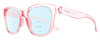 Profile View of Smith Optics Caper-35J Designer Progressive Lens Blue Light Blocking Eyeglasses in Crystal Blush Pink Ladies Panthos Full Rim Acetate 53 mm