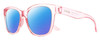 Profile View of Smith Optics Caper-35J Designer Polarized Reading Sunglasses with Custom Cut Powered Blue Mirror Lenses in Crystal Blush Pink Ladies Panthos Full Rim Acetate 53 mm