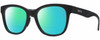 Profile View of Smith Optics Caper-807 Designer Polarized Reading Sunglasses with Custom Cut Powered Green Mirror Lenses in Gloss Black Unisex Panthos Full Rim Acetate 53 mm