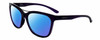 Profile View of Smith Optics Cavalier-141 Designer Polarized Reading Sunglasses with Custom Cut Powered Blue Mirror Lenses in Indigo Purple Crystal Silver Ladies Cat Eye Full Rim Acetate 55 mm