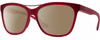 Profile View of Smith Optics Cavalier-LPA Designer Polarized Sunglasses with Custom Cut Amber Brown Lenses in Matte Maroon Red Gunmetal Ladies Cat Eye Full Rim Acetate 55 mm