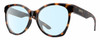 Profile View of Smith Optics Fairground-086 Designer Blue Light Blocking Eyeglasses in Dark Tortoise Havana Brown Amber Ladies Round Full Rim Acetate 55 mm