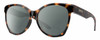 Profile View of Smith Optics Fairground-086 Designer Polarized Reading Sunglasses with Custom Cut Powered Smoke Grey Lenses in Dark Tortoise Havana Brown Amber Ladies Round Full Rim Acetate 55 mm