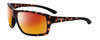 Profile View of Smith Optics Hookshot-086 Designer Polarized Sunglasses with Custom Cut Red Mirror Lenses in Gloss Tortoise Havana Brown Satin Black Unisex Rectangular Full Rim Acetate 62 mm