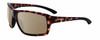 Profile View of Smith Optics Hookshot-086 Designer Polarized Sunglasses with Custom Cut Amber Brown Lenses in Gloss Tortoise Havana Brown Satin Black Unisex Rectangular Full Rim Acetate 62 mm