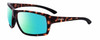 Profile View of Smith Optics Hookshot-086 Designer Polarized Reading Sunglasses with Custom Cut Powered Green Mirror Lenses in Gloss Tortoise Havana Brown Satin Black Unisex Rectangular Full Rim Acetate 62 mm