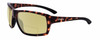 Profile View of Smith Optics Hookshot-086 Designer Polarized Reading Sunglasses with Custom Cut Powered Sun Flower Yellow Lenses in Gloss Tortoise Havana Brown Satin Black Unisex Rectangular Full Rim Acetate 62 mm