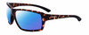 Profile View of Smith Optics Hookshot-086 Designer Polarized Reading Sunglasses with Custom Cut Powered Blue Mirror Lenses in Gloss Tortoise Havana Brown Satin Black Unisex Rectangular Full Rim Acetate 62 mm