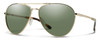 Profile View of Smith Optics Layback-J5G Unisex Aviator Sunglasses Gold Tortoise/Grey Green 60mm
