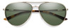 Front View of Smith Optics Layback-J5G Unisex Aviator Sunglasses Gold Tortoise/Grey Green 60mm