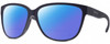 Profile View of Smith Optics Monterey-1JZ Designer Polarized Reading Sunglasses with Custom Cut Powered Blue Mirror Lenses in Matte Midnight Navy Blue Unisex Panthos Full Rim Acetate 58 mm