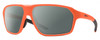Profile View of Smith Optics Pathway-69I Designer Polarized Sunglasses with Custom Cut Smoke Grey Lenses in Matte Neon Cinder Orange Mens Rectangular Full Rim Acetate 62 mm