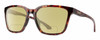 Profile View of Smith Optics Shoutout-086 Designer Polarized Reading Sunglasses with Custom Cut Powered Sun Flower Yellow Lenses in Tortoise Havana Crystal Brown Amber Unisex Square Full Rim Acetate 57 mm