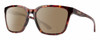 Profile View of Smith Optics Shoutout-086 Designer Polarized Reading Sunglasses with Custom Cut Powered Amber Brown Lenses in Tortoise Havana Crystal Brown Amber Unisex Square Full Rim Acetate 57 mm