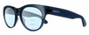 Profile View of Smith Optics Sophisticate-OXZ/TE Designer Progressive Lens Blue Light Blocking Eyeglasses in Crystal Denim Blue Ladies Round Full Rim Acetate 54 mm