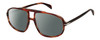 Profile View of David Beckham DB1000S Designer Polarized Reading Sunglasses with Custom Cut Powered Smoke Grey Lenses in Red Brown Havana Tortoise Unisex Pilot Full Rim Acetate 59 mm