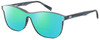 Profile View of Levi's Timeless LV5013CS Designer Polarized Reading Sunglasses with Custom Cut Powered Green Mirror Lenses in Crystal Blue Horn Marble Unisex Panthos Full Rim Acetate 53 mm