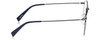 Side View of Levi's Seasonal LV1006 Designer Blue Light Blocking Eyeglasses in Dark Ruthenium Silver Navy Blue Unisex Pilot Full Rim Stainless Steel 52 mm