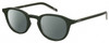 Profile View of Levi's Seasonal LV1029 Designer Polarized Reading Sunglasses with Custom Cut Powered Smoke Grey Lenses in Army Green Grey Unisex Panthos Full Rim Acetate 48 mm
