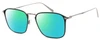 Profile View of Levi's Timeless LV5000 Designer Polarized Reading Sunglasses with Custom Cut Powered Green Mirror Lenses in Black Ruthenium Silver Unisex Square Full Rim Metal 52 mm