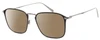 Profile View of Levi's Timeless LV5000 Designer Polarized Reading Sunglasses with Custom Cut Powered Amber Brown Lenses in Black Ruthenium Silver Unisex Square Full Rim Metal 52 mm