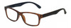 Profile View of Geoffrey Beene GBR003 Designer Progressive Lens Blue Light Blocking Eyeglasses in Gloss Tortoise Havana Brown Gold Navy Blue Mens Rectangular Full Rim Acetate 52 mm