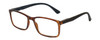 Profile View of Geoffrey Beene GBR008 Designer Blue Light Blocking Eyeglasses in Gloss Crystal Tortoise Havana Brown Gold Navy Blue Mens Rectangular Full Rim Acetate 53 mm