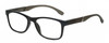 Profile View of Geoffrey Beene GBR010 Designer Bi-Focal Prescription Rx Eyeglasses in Gloss Black Grey Crystal Silver Mens Oval Full Rim Acetate 52 mm