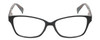 Front View of Lulu Guinness LR76 Designer Progressive Lens Prescription Rx Eyeglasses in Gloss Black Floral Ladies Rectangular Full Rim Acetate 53 mm