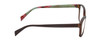 Side View of Lulu Guinness LR76 Designer Blue Light Blocking Eyeglasses in Brown Crystal Green Pink Floral Ladies Rectangular Full Rim Acetate 53 mm