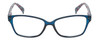 Front View of Lulu Guinness LR76 Designer Bi-Focal Prescription Rx Eyeglasses in Navy Blue Crystal Floral Ladies Rectangular Full Rim Acetate 53 mm