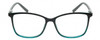 Front View of Lulu Guinness LR79 Designer Progressive Lens Prescription Rx Eyeglasses in Black Teal Blue Crystal Fade Ladies Square Full Rim Acetate 54 mm