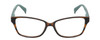 Front View of Lulu Guinness LR80 Designer Bi-Focal Prescription Rx Eyeglasses in Tortoise Havana Brown Gold Turquoise Blue Ladies Cat Eye Full Rim Acetate 53 mm