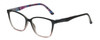 Profile View of Lulu Guinness LR81 Designer Blue Light Blocking Eyeglasses in Black Blush Pink Crystal Fade Floral Ladies Cat Eye Full Rim Acetate 53 mm