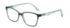 Profile View of Lulu Guinness LR81 Designer Progressive Lens Blue Light Blocking Eyeglasses in Black on Teal Green Crystal Ladies Cat Eye Full Rim Acetate 53 mm
