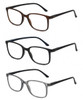 Front View of Geoffrey Beene 3 PACK Men's Reading Glasses Matte Black Blue,Grey,Tortoise +2.50